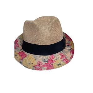 Caribbean Joe Floral Straw Fedora Beach Hat